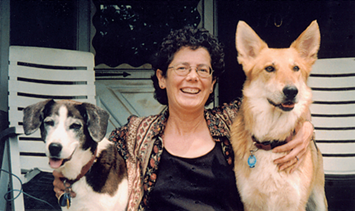 Karen with her dogs Pepper and Zep.