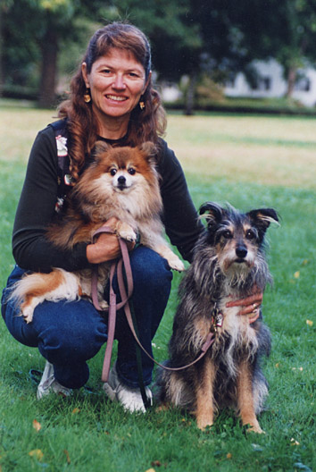 Pat Miller with her dogs Josie and Dusty.