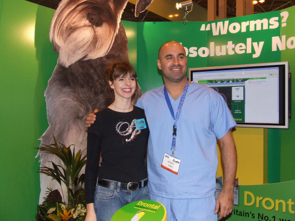 Victoria Stilwell with Marc Abraham at Crufts.