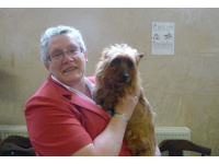 Doreen Simpkins with one of her lovely Australian Terriers.