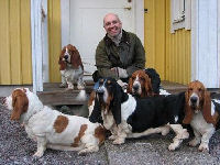 Jon with some of his handsome hounds.