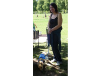 Josie Beasley and her chilled foster dog Autumn