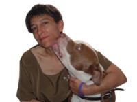 Paula with an American Pitbull Terrier.