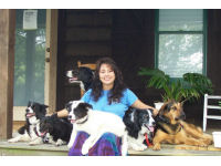 Susie and her six rescue dogs