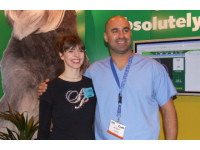Victoria Stilwell with Marc Abraham at Crufts.