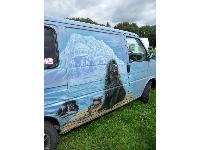 Most Newfie owners end up getting a van - there's no mistaking who rides in this!