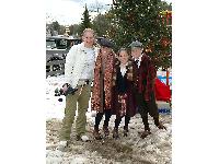 On the set of The 12 Dogs of Christmas - Emma Kragen with some of the cast.