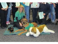 Canine first aid expert Kerry Rhodes and her willing and able assistant Axl.