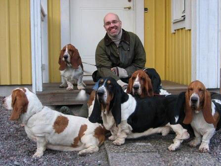 Jon with some of his handsome hounds.