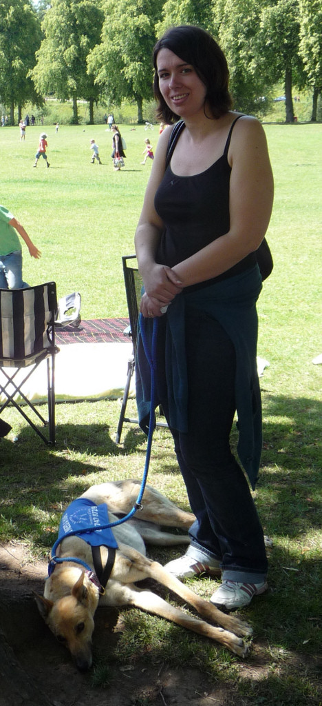 Josie Beasley and her chilled foster dog Autumn