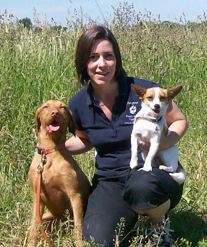 Karen, with Coco, headmaster Adam and some of the children enjoying the benefits of a school dog.